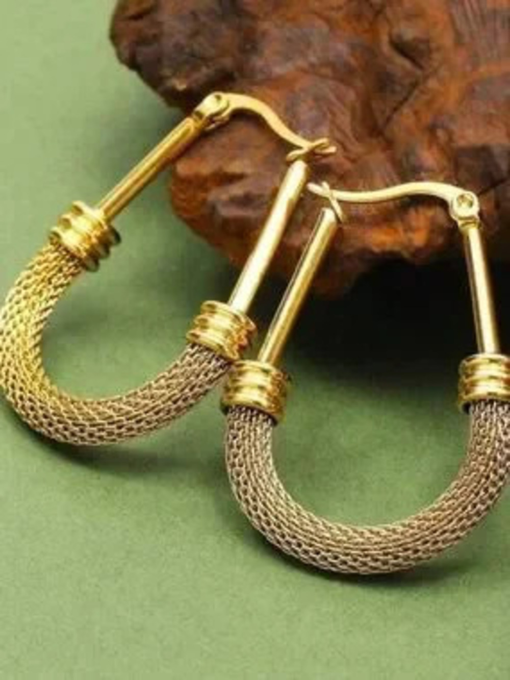 Valencia Textured Rope Mesh Earrings - Picture 5 of 5
